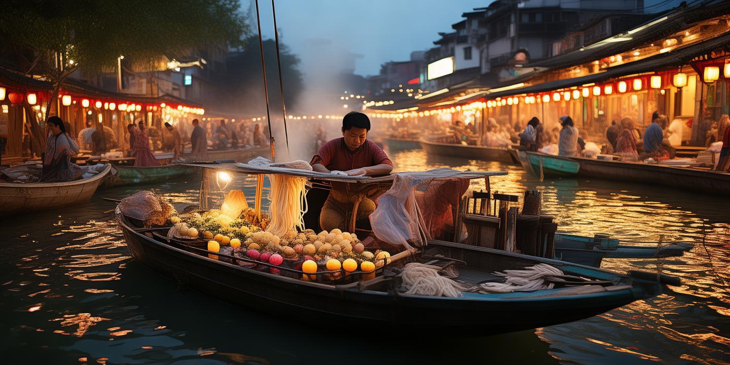 滦河河灯美食夜市重启,百艘小船现煮现卖非遗拨御面,再现古韵风情